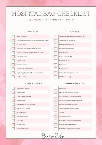 Hospital Bag Checklist