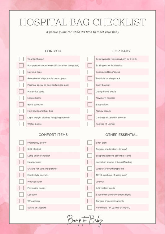 Hospital Bag Checklist