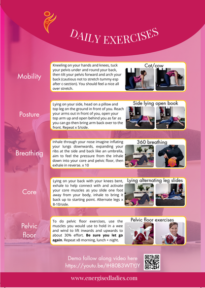 Postpartum Exercise Card – Created by Jo Hartley